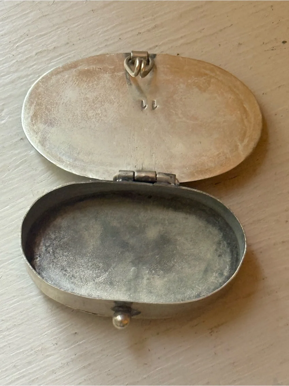 Vtg Mexican Alpaca Silver Abalone Pill Box 2